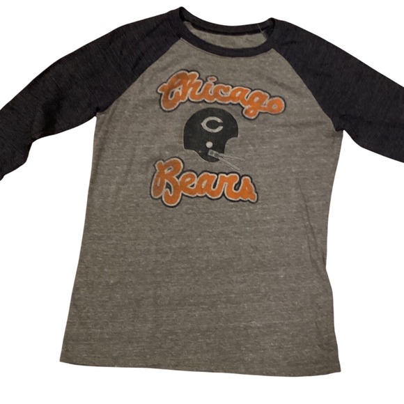 Reebok Tops - Reebok Chicago Bears Womens Raglan Shirt Gray Navy Blue 3/4 Sleeve Graphic Tee L